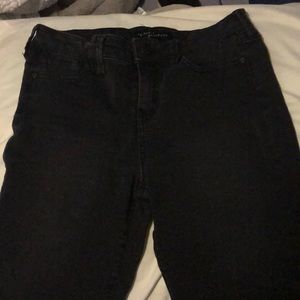 Girls celebrity Pink black long cut off jeanshorts